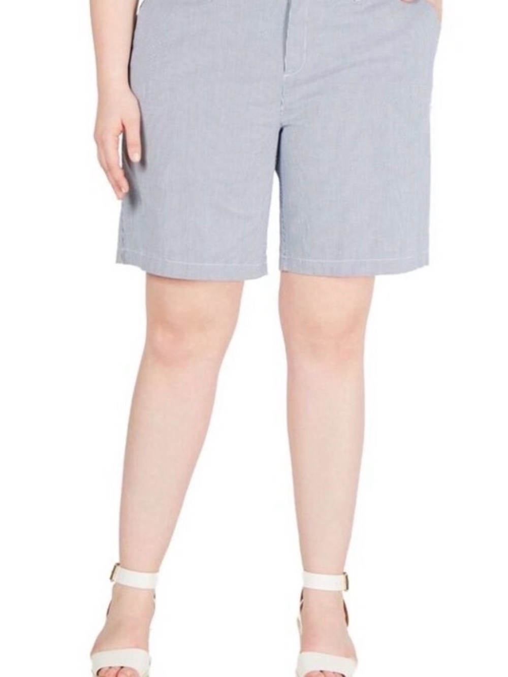 NEW - 18W - Tommy Hilfiger- Plus Size Light Blue Stripe Women's Bermuda Shorts